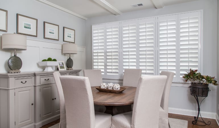  Plantation shutters in a Raleigh dining room.
